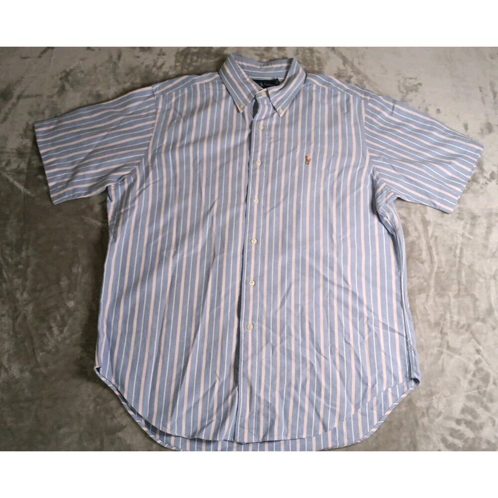 Polo Ralph Lauren Button Down Striped Shirt Mens Large Classic Fit w/ Flesh Pony